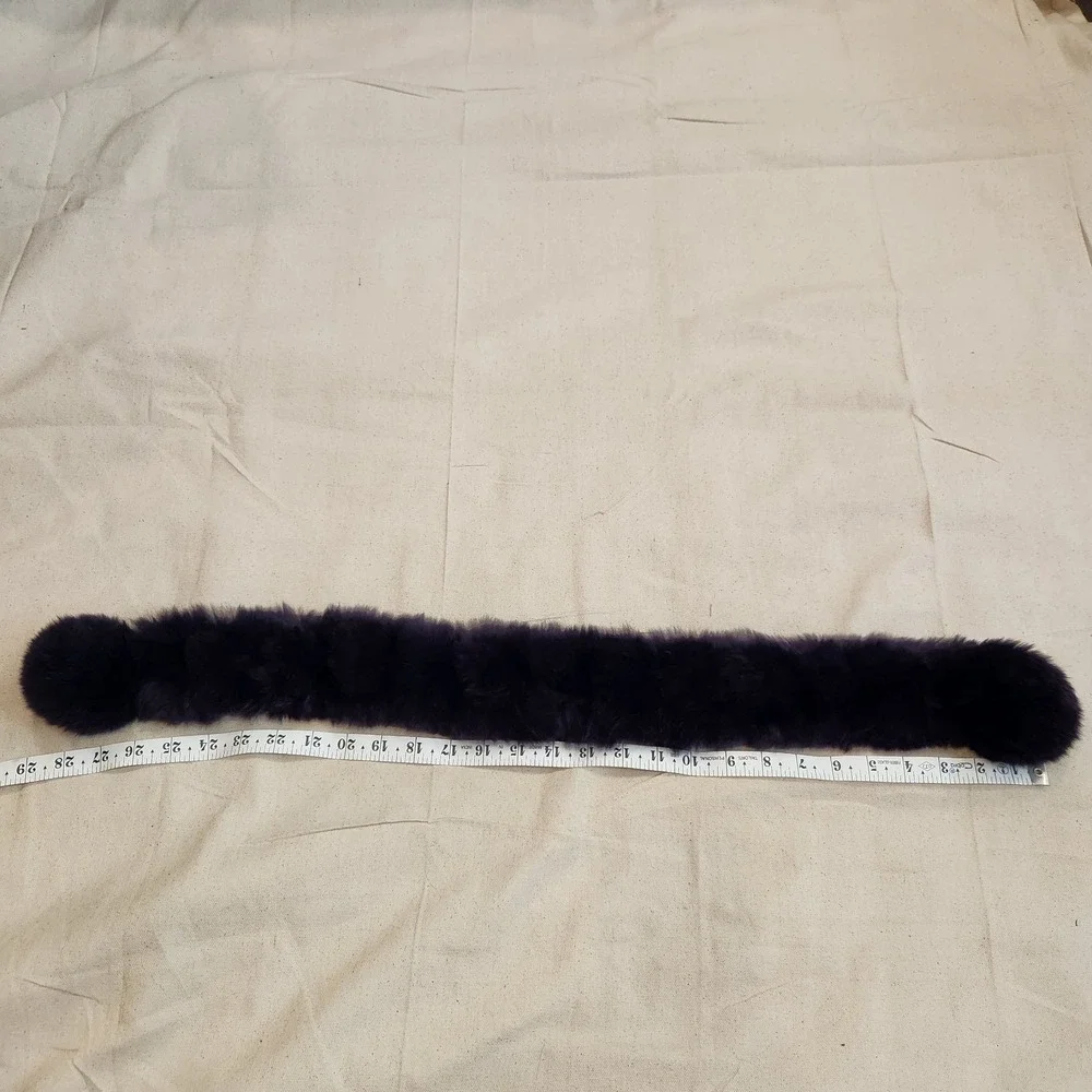 Plush Dark Purple Faux Fur Pom Pom Scarf Winter Festival Weather Neck Warmer 29